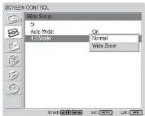 SONY FWD-32LX1R - Press ↑/↓ to move the cursor (yellow) to "SCREEN CONTROL" and press ENTER. - 4