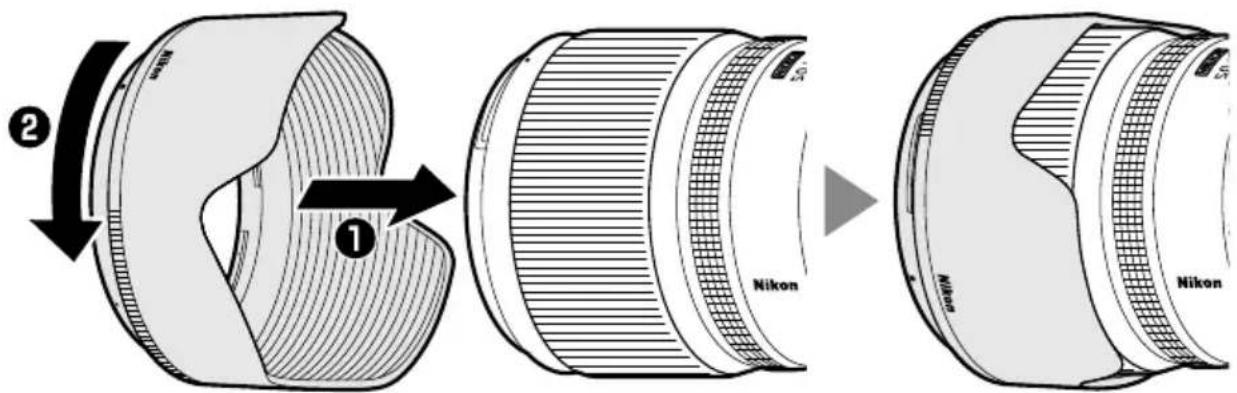 NIKON NIKKOR Z 50mm f/1.4 - Fixation et retrait du parasoleil - 2