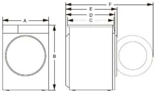 HISENSE WF1Q1041BT - Dimensions (mm) - 1