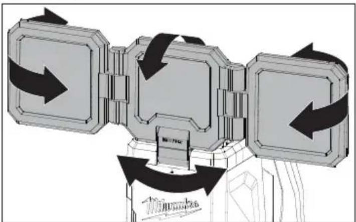 MILWAUKEE M18 ROVER 2368-20 - Réglage des panneaux à DEL - 1