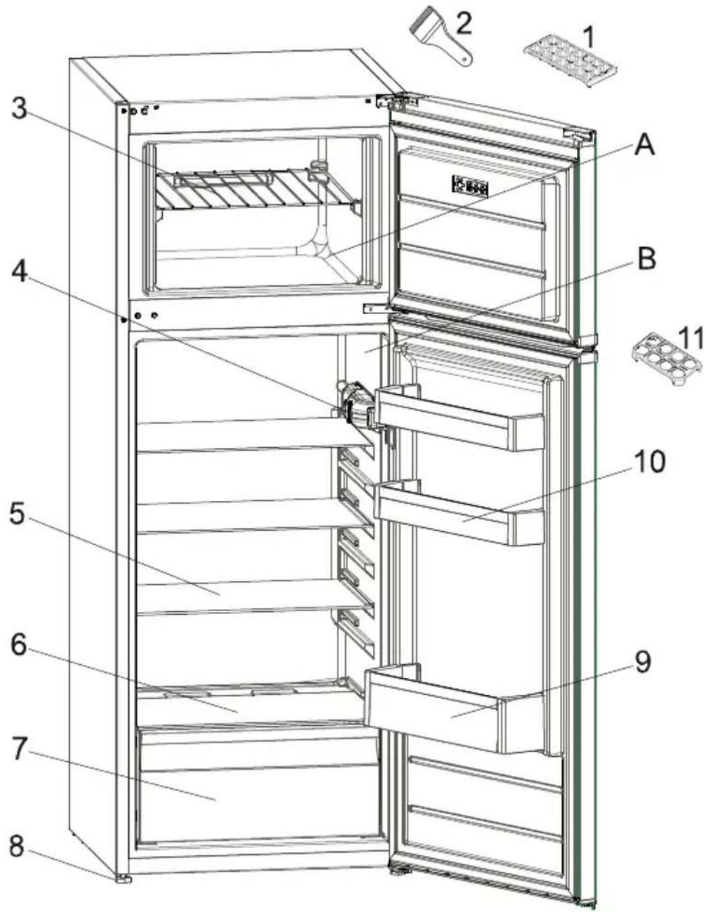 OCEANIC OCEAF2D213APS - THE PARTS OF THE APPLIANCE AND THE COM- PARTMENTS - 1