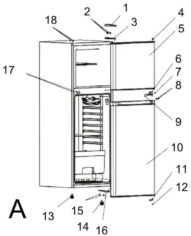 OCEANIC OCEAF2D134S - Attention! : Lors de l'inversion de la porte, l'appareil ne doit pas être branché. Retirez bien la prise à l'avance. - 1