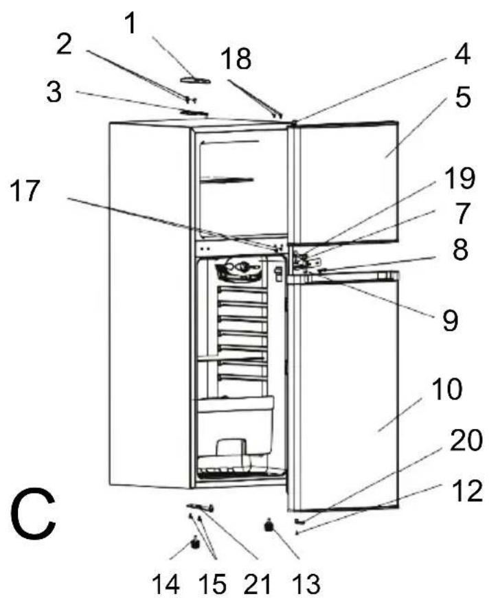 OCEANIC OCEAF2D134S - Attention! : Lors de l'inversion de la porte, l'appareil ne doit pas être branché. Retirez bien la prise à l'avance. - 2