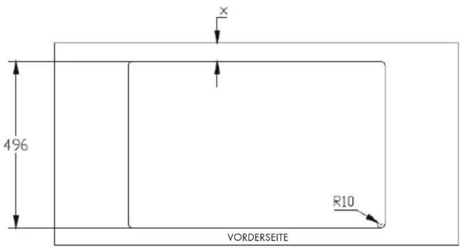 Klarstein AirJet Hybrid - ABMESSUNGEN DER BENÖTIGTEN AUSSPARUNG IN DER ARBEITSPLATTE - 2