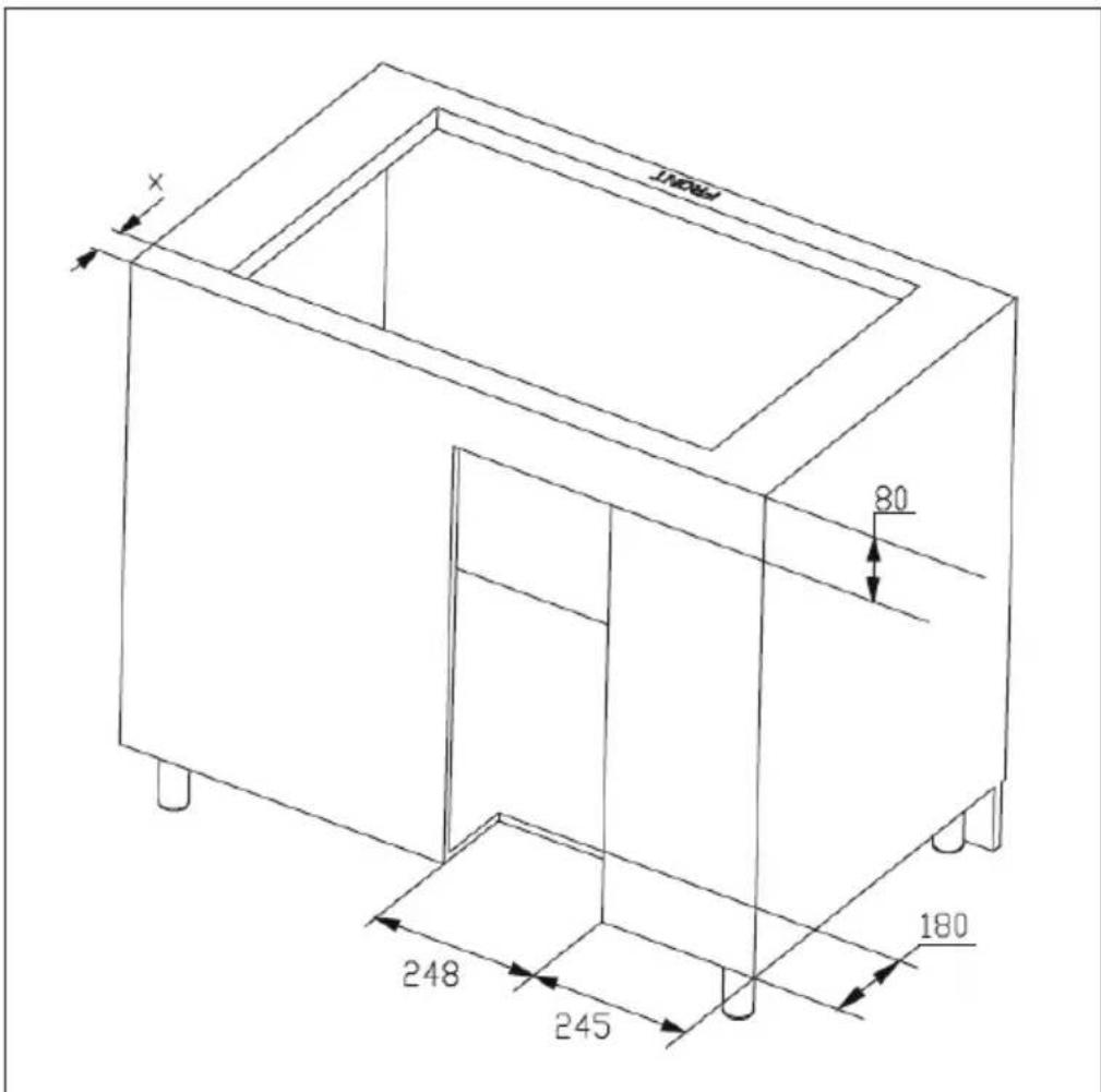 Klarstein AirJet Hybrid - DIMENSIONS OF THE REQUIRED RECESS IN THE WORKTOP - 3