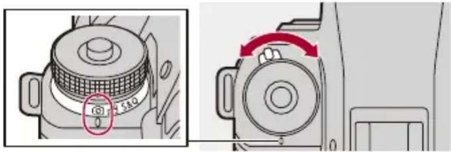 PANASONIC Lumix S1 II E - Réglez le commutateur photo/vidéo/S&amp;Q. - 1