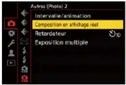 Autres (Photo) 2 Intervalle/animation Composition en alfichage réel Retardateur Exposition multiple