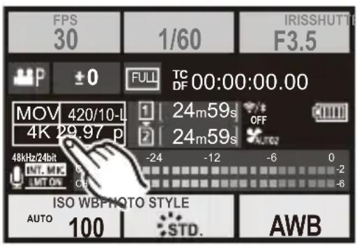 FPS 30 1/60 IRISSHUTT F3.5 P ±0 FULL TC DF 00:00:00.00 MOV 420/10-L 1 24m59s OFF 4K 29.97 p 2 24m59s AUTO 48kHz/24bit -24 -12 -6 0 INT. MTC -2 LMT ON CH -6 ISO WBPNOTO STYLE AUTO 100 STD. AWB