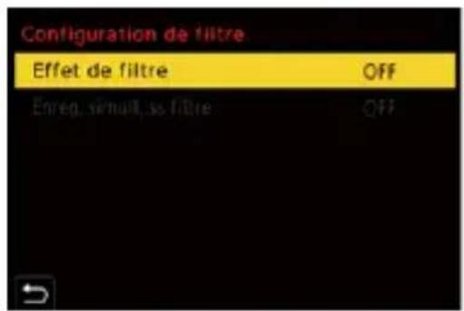 Configuration de filtre. Effet de filtre OFF Enreg. sioult, ss filtre OFF