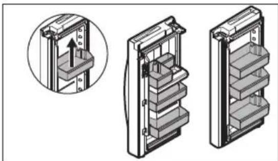 FRIGIDAIRE FRMS274TAV - Cambiar la posición de un contenedor de puerta ajustable: - 1