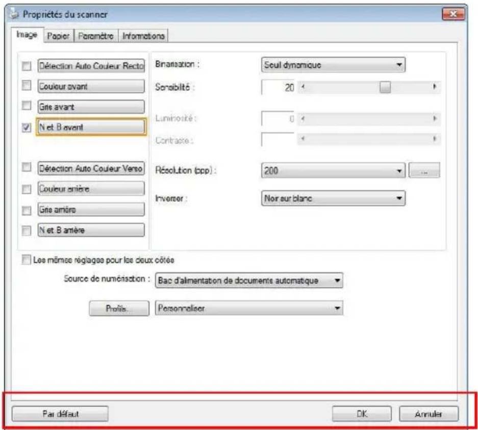 AVISION AD370GWN - Boutons de la boîte de dialogue Propriété s du scanner - 1