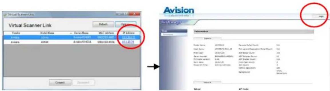 AVISION AD370GWN - Comment changer l'adresse IP du scanner et son nom de périphérique - 2