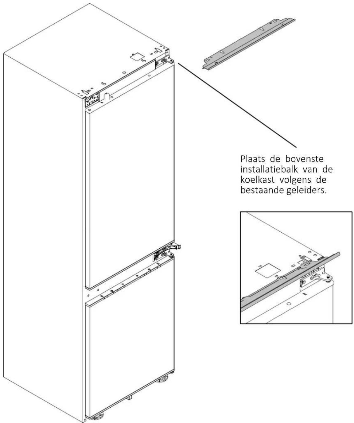 CANDY ECNBQT3519EW - Het aanbrengen van de bovenste installatiebalk van de koelkast - 1