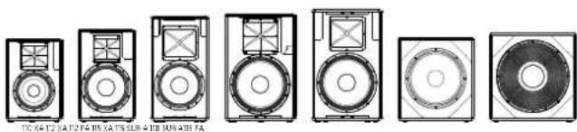 HK AUDIO Linear 5 MK II Lounge Pack - Vue d'ensemble des différents modèles 110 XA, 112 XA, 112 FA, 115 XA, 115 FA, 115 Sub A, 118 Sub A - 1