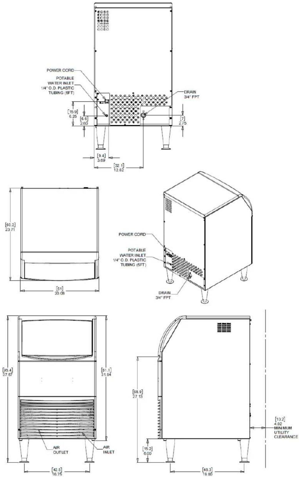 Scotsman CU0415X - Disposición del gabinete, CU0920X - 1