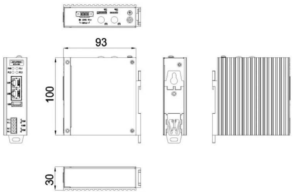 Advantech ECU-150 - Chassis Dimensions - 1