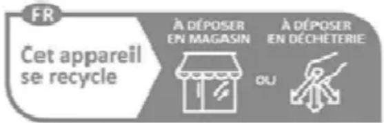 FR Cet appareil se recycle À DÉPOSER EN MAGASIN À DÉPOSER EN DÉCHÉTERIE OU
