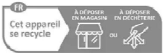 FR Cet appareil se recycle À DÉPOSER EN MAGASIN À DÉPOSER EN DÉCHÉTERIE OU