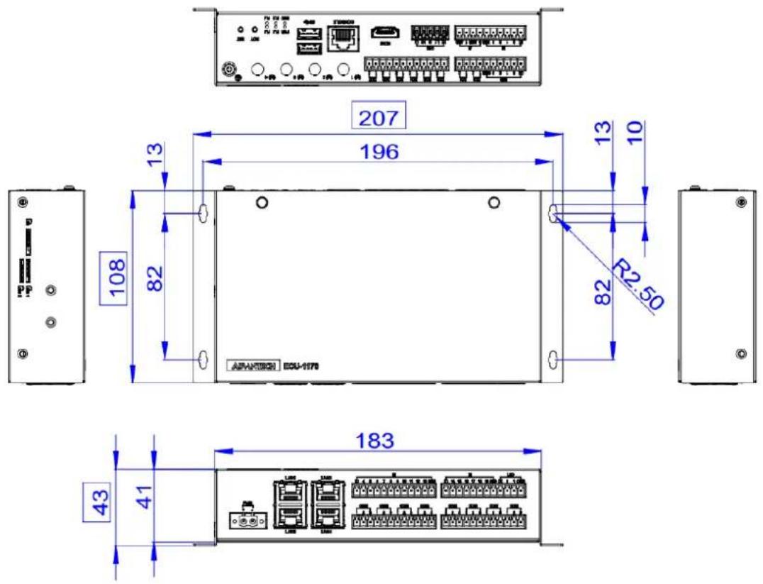 Advantech ECU-1170 - Chassis Dimensions - 1