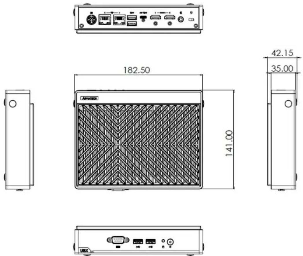 Advantech UBX-110H - System Dimensions - 1