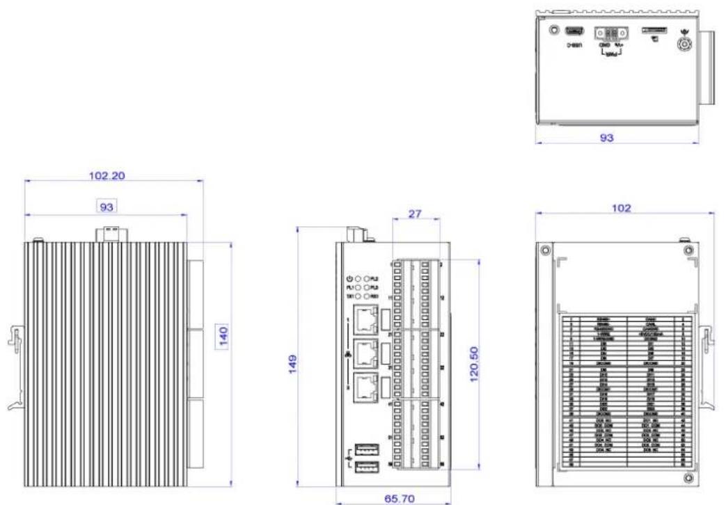 Advantech ECU-1370 - Chassis Dimensions - 1