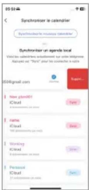 Synchroniser le calendrier Synchroniser le annouge calendrier Synchroniser un agenda local Valid les calendriers entablément sur titre bilgromme Kaliçao et "Synd" pour les connoutter la copie 650@gmail.com New plan001 iCloud Name iCloud Worsing iCloud Personal iCloud