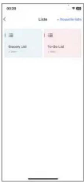 00:39 Lista → Nouvelle lists Grocery List To-Do List