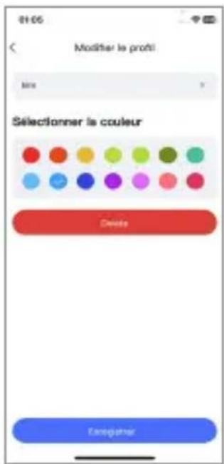 01:05 Modifier le profit Note Sélectionner le couleur Delete Enregistrer