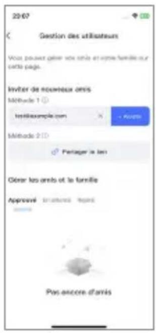 23/07 Gestion des utilisateurs Vous pouvez gelier vous crôts en votre famille-ciur cette page. Inviter de nouveaux orris Méthode 1 https://example.com - Aoutre Méthode 2 Partager le men Obrer les orris et la famille Approvel structures guides Pas encore d'arris