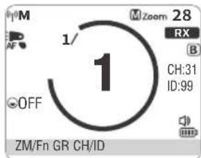 M 1/ OFF ZM/Fn GR CH/ID 1/28 RX B CH:31 ID:99