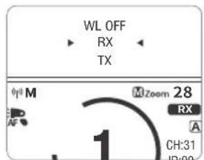 WL OFF RX TX M Zoom 28 RX A 1 CH:31 JD:00