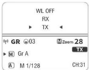 WL OFF RX TX GR 03 Zoom 28 M Gr A TX A M 1/128 CH:31