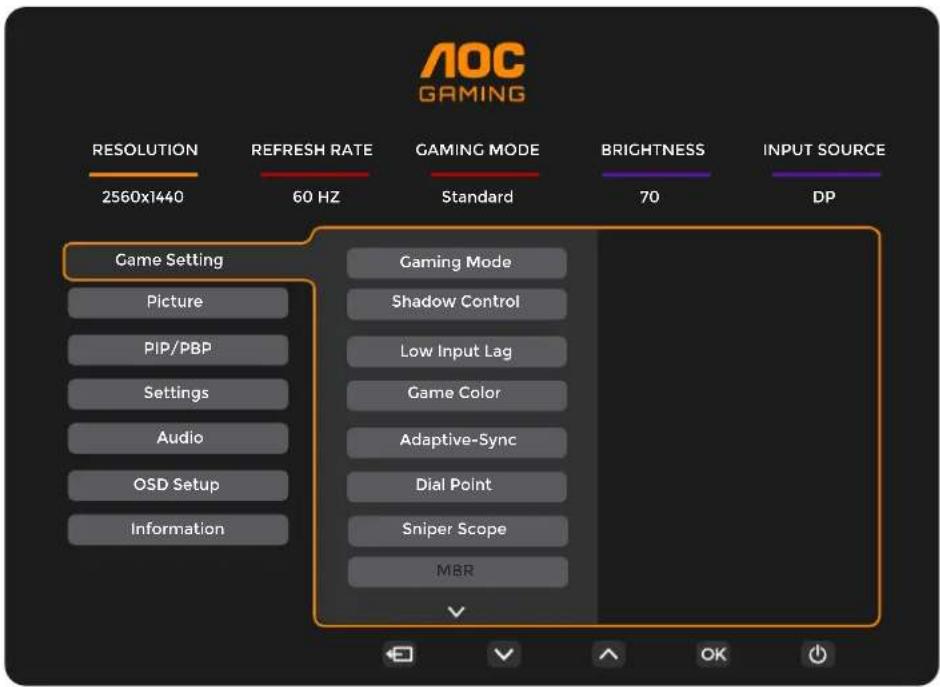 AOC Q25G4SR - OSD Setting (Réglages d'OSD) - 1