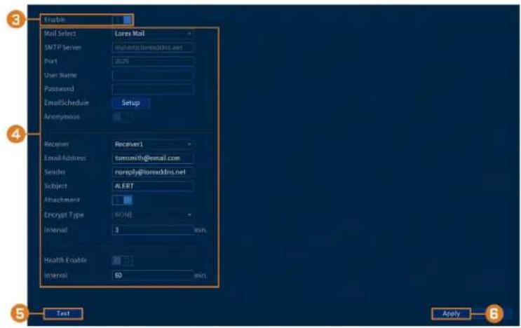 Lorex D241A81B - Pour configurer les alertes de courriel : - 1