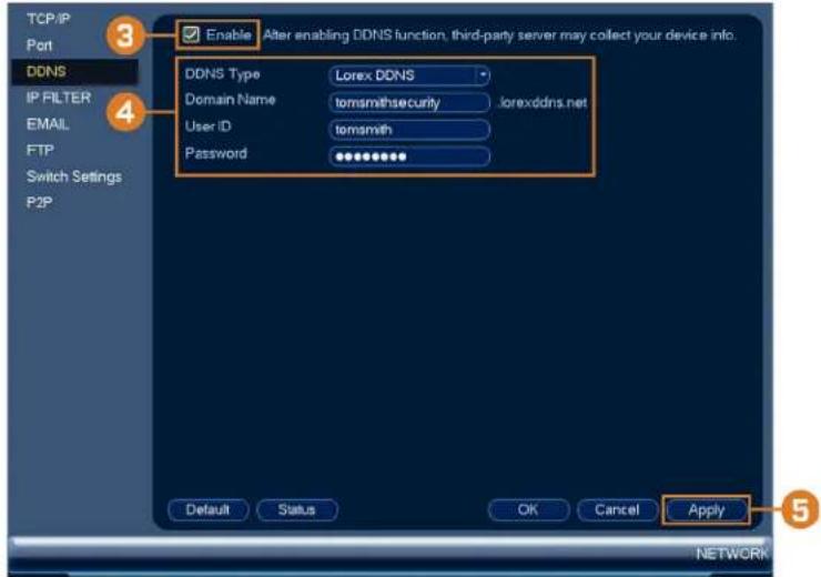 Lorex N881A38B - Pour configurer le DDNS dans l'enregistreur : - 2