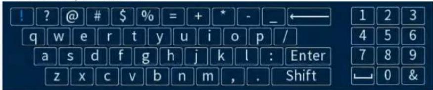 ! ? @ # $ % = + * - _ ← q w e r t y u i o p / a s d f g h j k l : Enter z x c v b n m , . Shift 1 2 3 4 5 6 7 8 9 ← 0 &