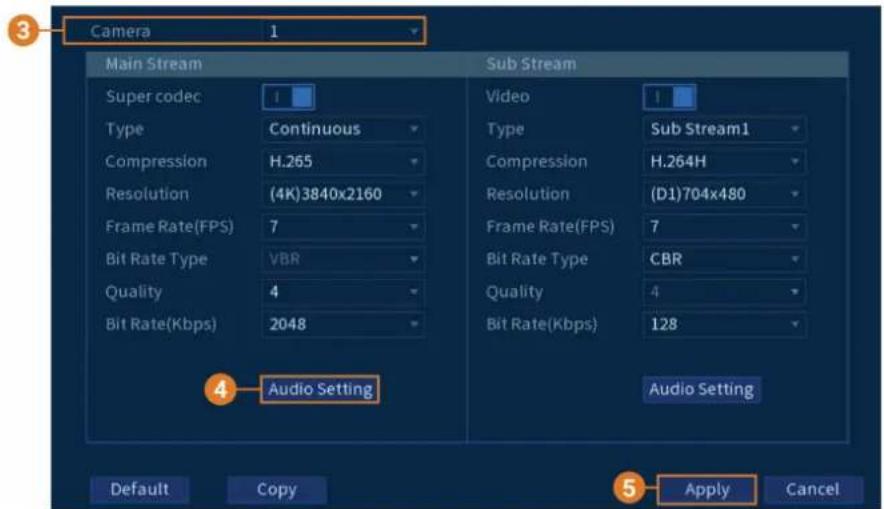 Lorex D871A82B - Pour activer l'enregistrement audio à l'aide d'un microphone externe : - 1