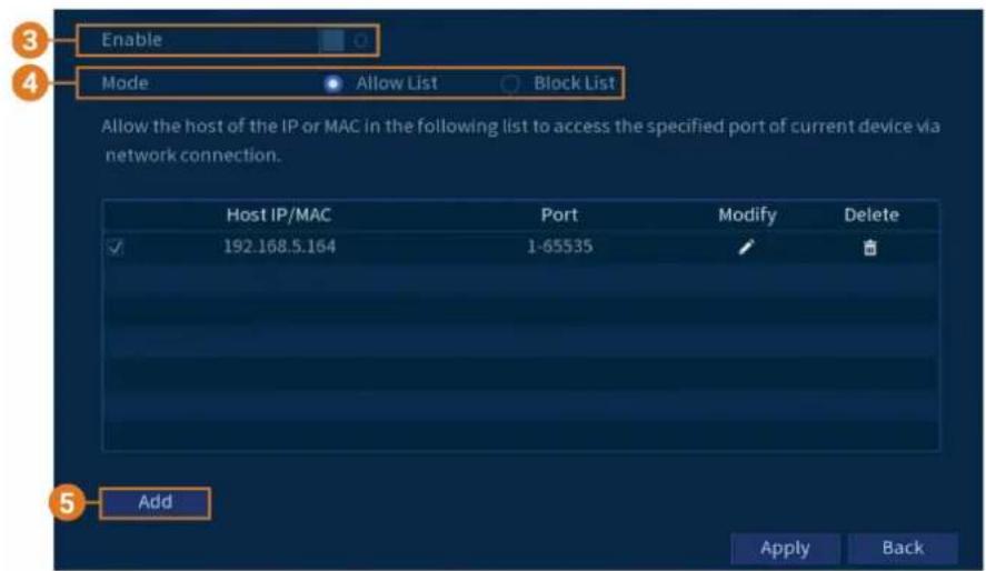 Lorex D871A82B - Pour configurer le filtre IP : - 1