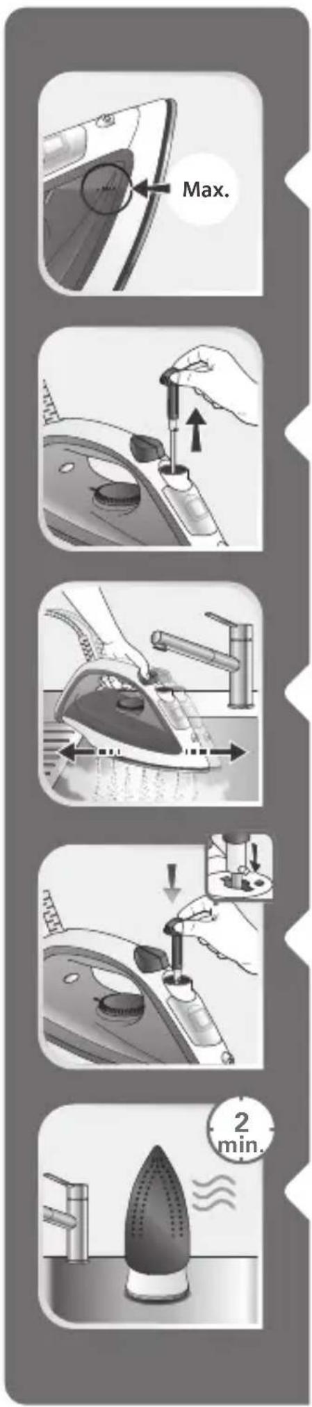 TEFAL Steam Essential FV1026 - Limpie la varilla antical (una vez al mes) - 3