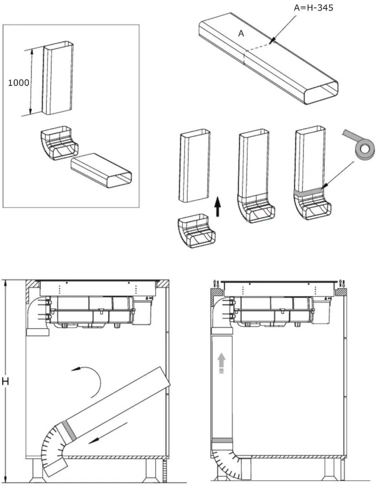 AMICA DHKI 752 880 C - Instalace v režimu pohlcovače (recirkulace vzduchu) - 4