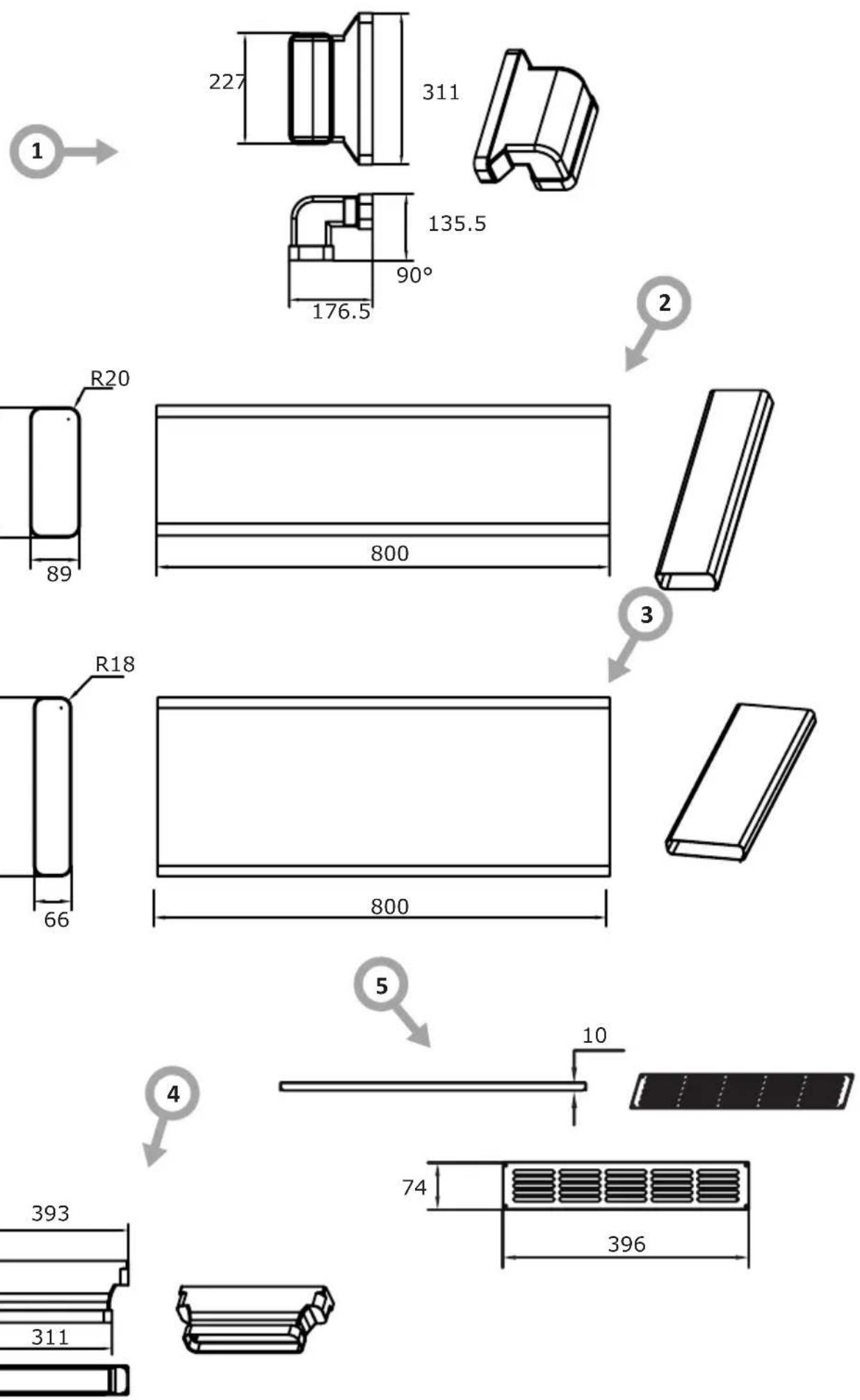 AMICA DHKI 752 880 C - PIPE SET FOR INDUCTION HOB WITH EXTRACTOR - 4