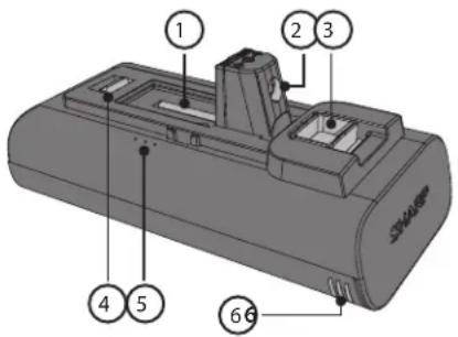 SHARP VC-SV12AEU-W - Localização das peças e ligação ao adaptador CA para carregamento - 1