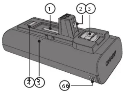 SHARP VC-SV05MMAEU-G - Ubicación de las partes y conexión al adaptador de CA para la carga - 1