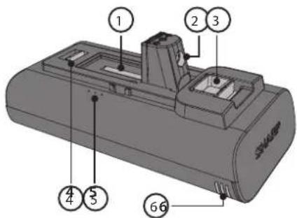SHARP VC-SV05MMAEU-G - Locatie van onderdelen en aansluiting op de AC-adapter voor opladen - 1