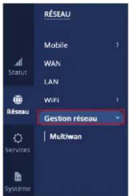 RÉSEAU Mobile WAN LAN WiFi Réseau Gestion réseau Multiwan Services Système