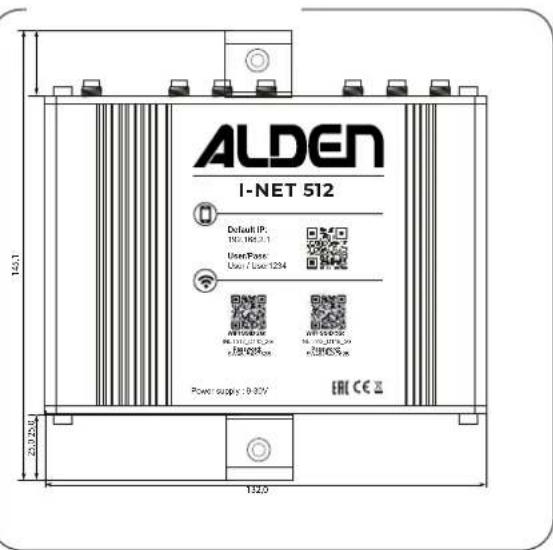 ALDEN I-NET 512 Default IP: 103.1863.1 UserPark User / Use 1234 Power supply: 9.82V EAL CE E 14.7 20.725V 132.0