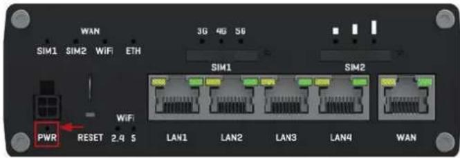 WAN SIM1 SIM2 WiFi ETH 3G 4G 5G SIM1 SIM2 PWR RESET 2.4 5 LAN1 LAN2 LAN3 LAN4 WAN