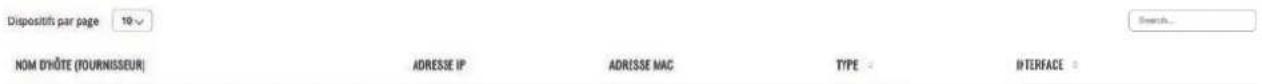 Dispositifs par page 10 NOM D'HYÔTE (TOURNISSEUR) ADRESSE IP ADRISSE MAC TYPE INTERFACE