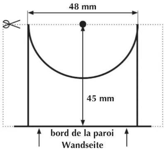48 mm 45 mm bord de la paroi Wandseite