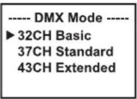 Cameo AZOR SP2 IP - AJUSTE DEL MODO OPERATIVO DMX (DMX Mode) - 2
